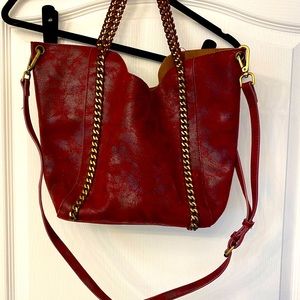 Red faux leather purse